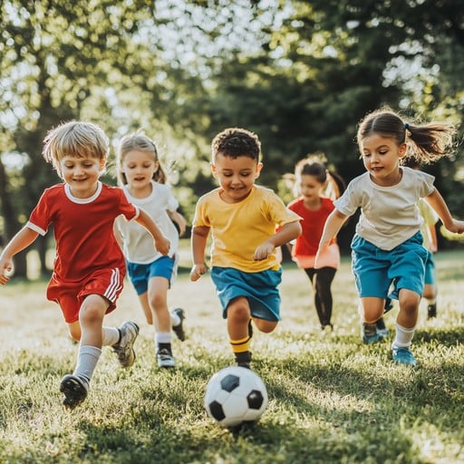 楽しくサッカーをする子どもたち