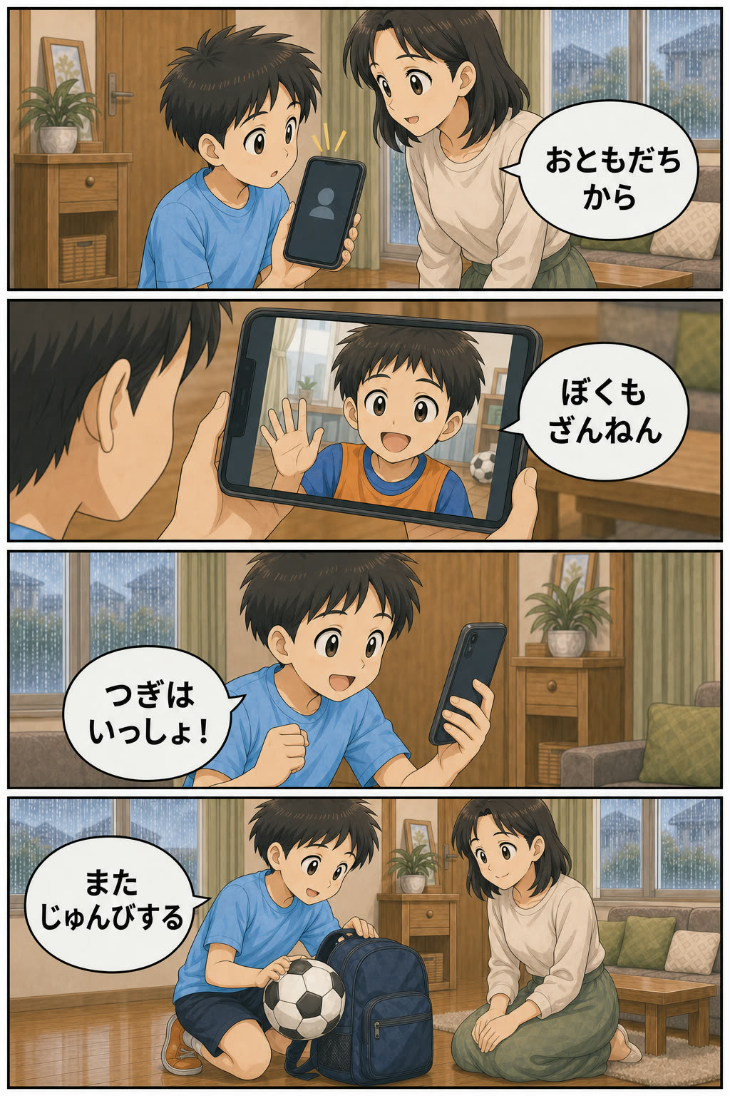 第5話5ページ目。同じく残念がる友達と話し、次回を楽しみに準備する場面